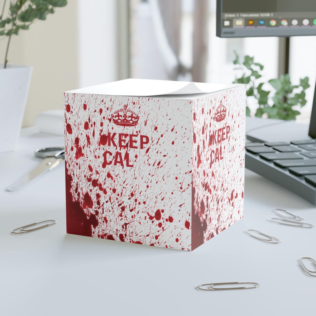 Bloody Keep Calm Note Cube, Horror Office Décor, Funny Desk Accessory ...