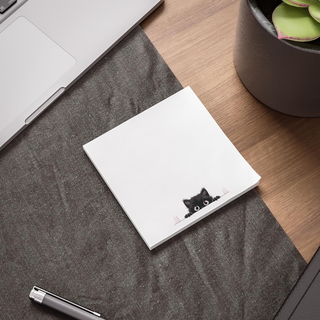 Cat Post-it® Note Pads, Cute Black Cat Design, Stationery Gift Set ...