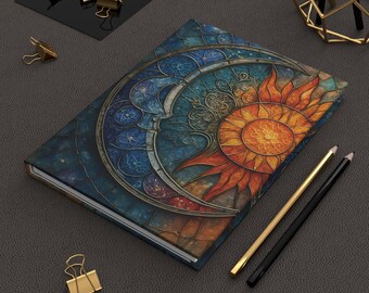 Sun and Moon Stained Glass Hardcover Journal