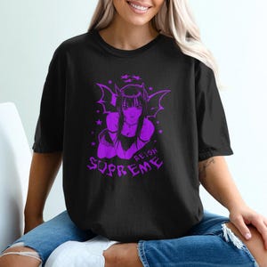 Gothic Anime Graphic Tee, Unique Purple Design Shirt, Alternative Fashion T-Shirt, Cool Streetwear Top, Art Inspired Apparel