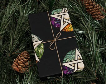 Pentagram Wrapping Paper, Elemental Symbol Gift Wrap