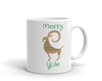 Merry Yule Coffee Mug: Holiday Goat Gift