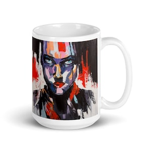 Abstract Woman Art Coffee Mug: Vivid Print Ceramic Mug