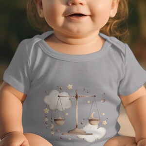 Adorable Baby Bodysuit Libra Scale Design Moon and Sun Cute Baby Outfit Personalized Baby Clothes Unique Baby Shower Gift