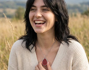 Be a Lilith Never Eye Oval Necklace | Teardrop Pendant, Red Enamel