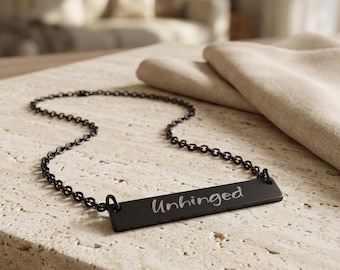 Unhinged horizontal bar necklace | engraved name plate