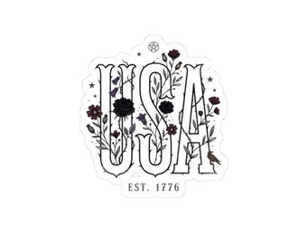 Vintage USA Floral Sticker | 4th of July Americana, Est. 1776
