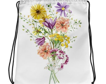 Floral Arrangement Designed Drawstring bag | Gifts for Mom