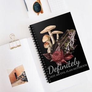 Definitely Not An Evil Plan Notebook, Gothic Journals, Mushroom Notebooks, Lined Journals, Funny Journals