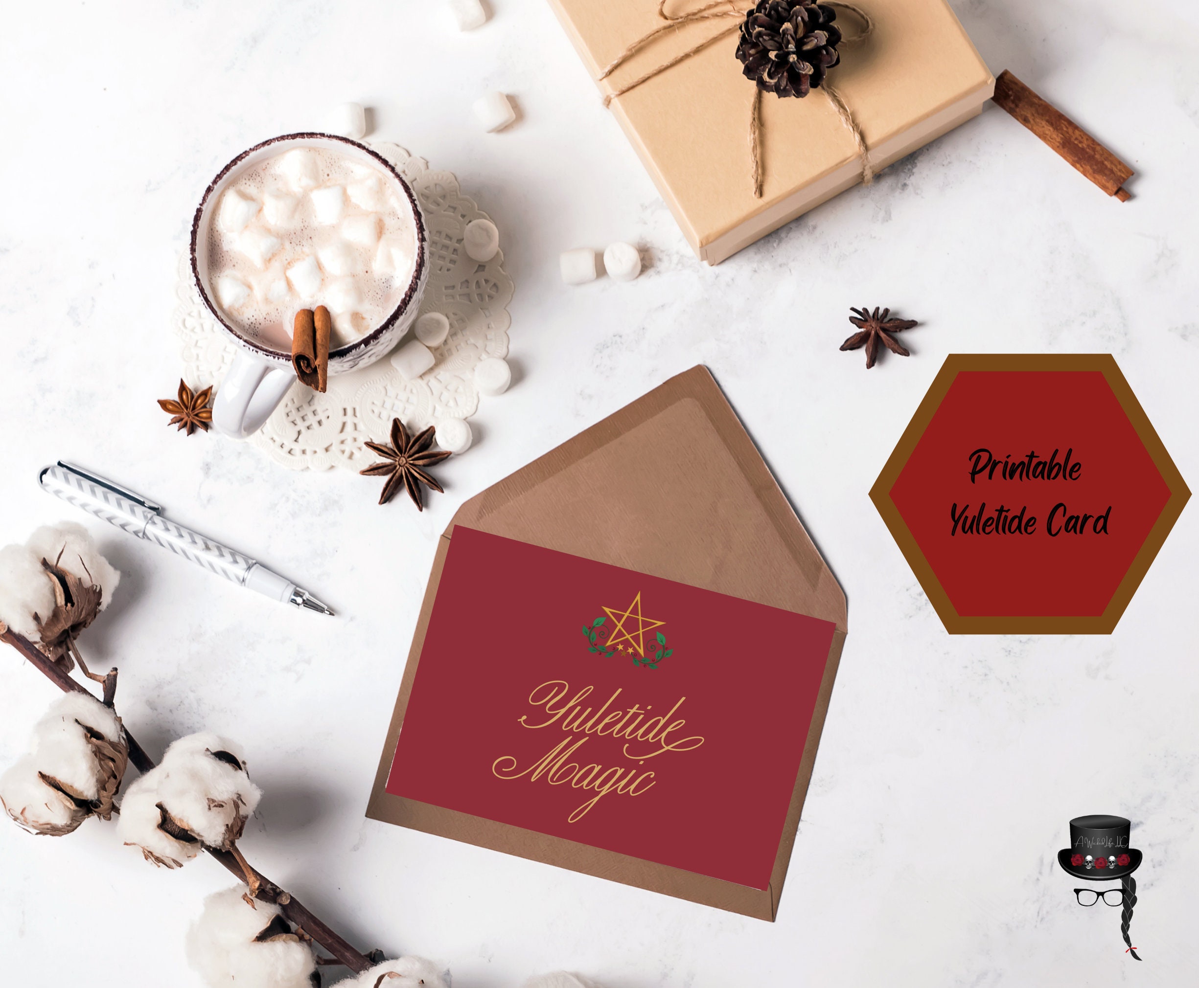 Yuletide Printable Greeting Card Downloadable Greeting Card Printable ...