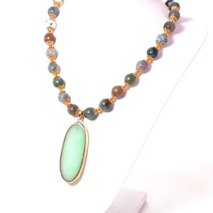 Green Stone Necklace. Green Pendant Necklace. Jasper Necklace. Mint Green Necklace. Green Gold Necklace. Earthy Jewelry. Gemstone Necklace