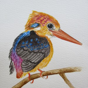 Kingfisher painting, oriental kingfisher, kingfisher original watercolour painting, wall decor gift, not a print, hand-painted picture.