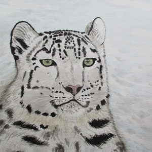 Snow leopard painting, snow leopard original watercolour painting, not a print, wall decor, snow leopard watercolour, hand-painted picture