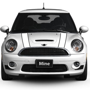 White with Black Border Laminated Hood Stripes for MINI Cooper 2007-2013