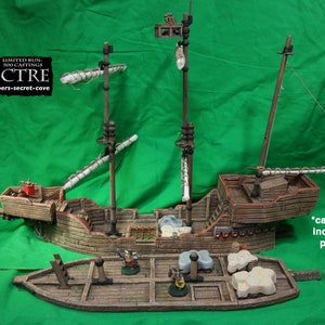 The Sea Spectre Bundle with Lower Deck 28mm Tabletop Sailing Ship  Limited to 500 Castings Handpainted