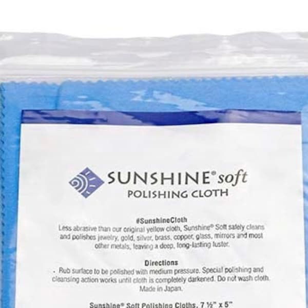 SUNSHINE® SOFT POLISHING Cloth, Jewelry Cleaning Cloth, Jewelry Cloth, 1 Large 7 1/2" x 5" Sunshine Soft Cloth, Silver Gold Copper Brass