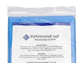 SUNSHINE® SOFT POLISHING Cloth, Jewelry Cleaning Cloth, Jewelry Cloth, 1 Large 7 1/2" x 5" Sunshine Soft Cloth, Silver Gold Copper Brass