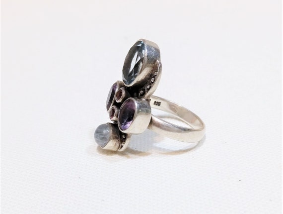 Sterling Silver Multi Gemstone Statement Ring, Na… - image 2