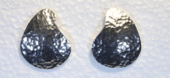 Large Sterling Silver Hammered Stud Earrings, Vin… - image 9