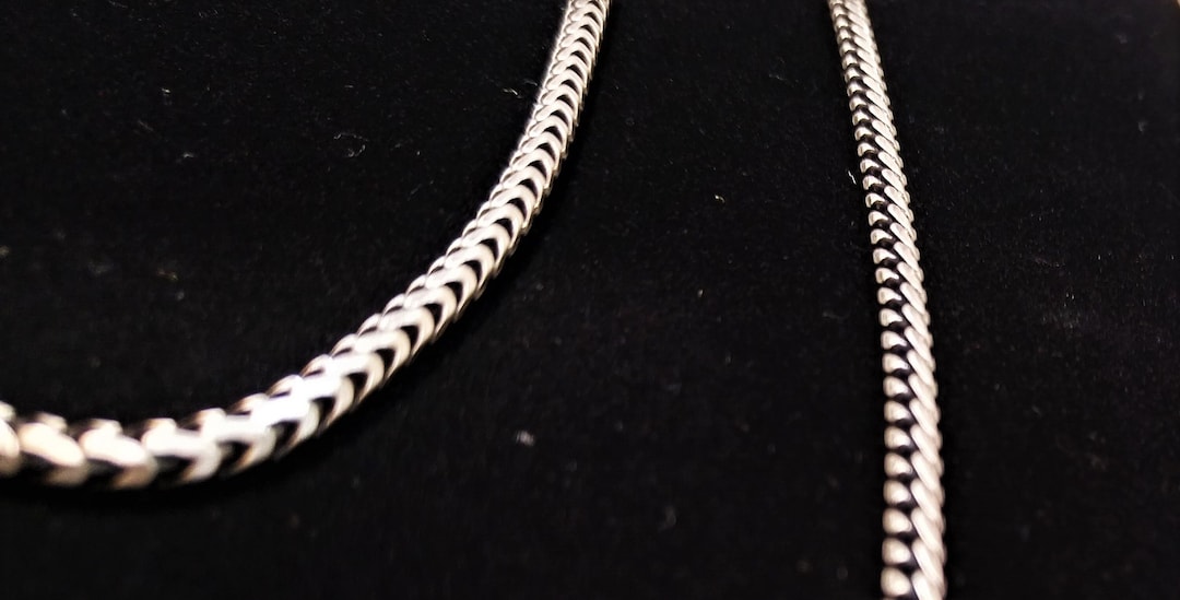 3mm Solid Sterling Silver Franco Chain, 24 Gun Metal Gray Rhodium Italy 24 Inch Necklace NEW Etsy