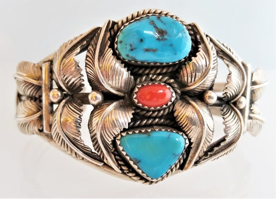 Rare Gifted Vintage Native American Navajo Story Turquoise Sterling Silver Bracelet Old Rare Gifted Vintage Native American Navajo Story Turquoise Sterling Silver Bracelet Old