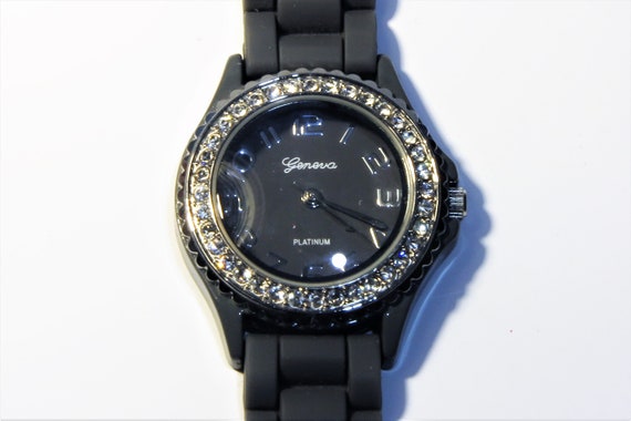 Geneva platinum top watch with diamonds