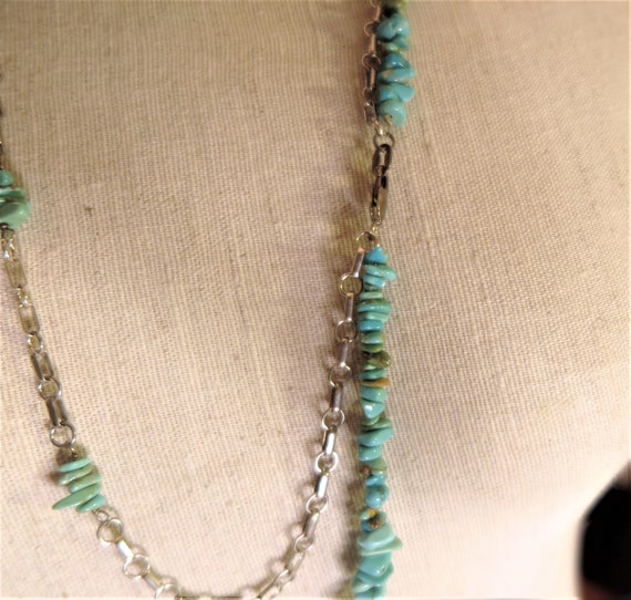 Kingman Turquoise Necklace, Western Double Strand… - image 2