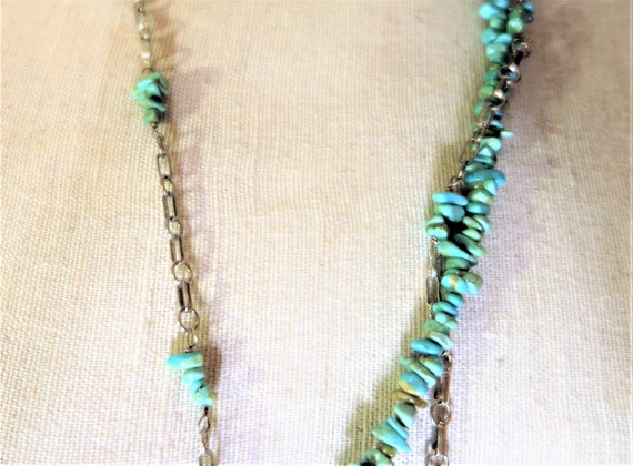 Kingman Turquoise Necklace, Western Double Strand… - image 4