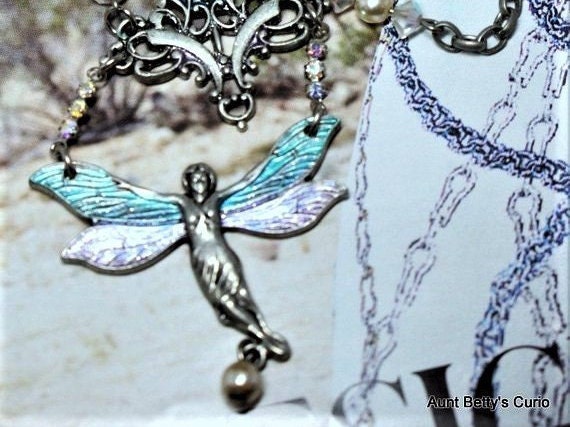 Magic Fairy Wings Pendant Enamel Pearl Jewelry Vi… - image 5