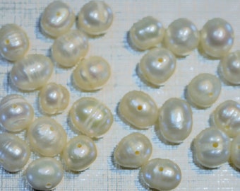 A+ 6-8mm Baroque Pearl Freshwater Pearl Group, Ivory White Cream Pearl Beads,  28 Natural Drilled Small Pearls