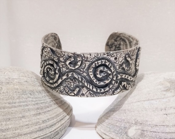 Solid 925 Sterling Silver Rope Cuff Bracelet, Han… - image 1