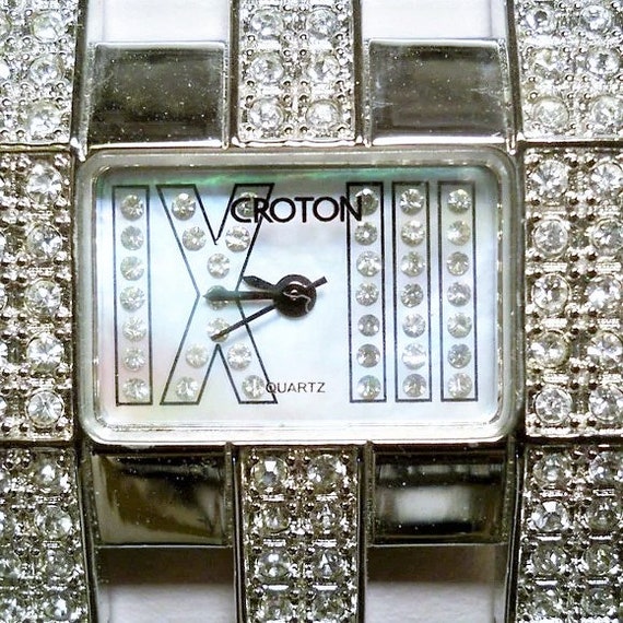 CROTON Vintage Rhinestone Watch, Mother of Pearl Dial  display picture 2