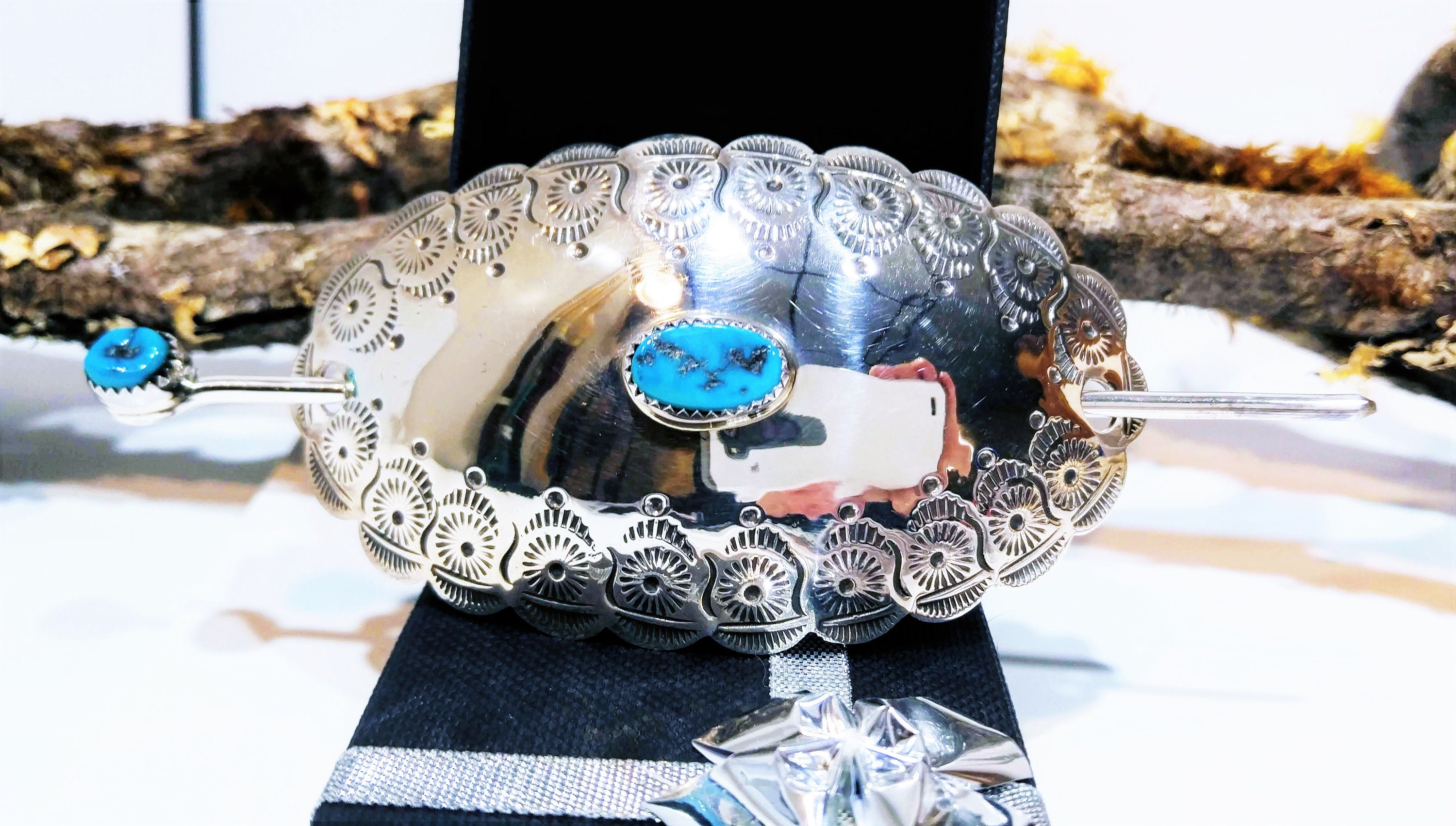 Vintage Native American Stanley Parker Kingman Turquoise Hair