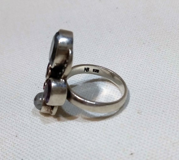 Sterling Silver Multi Gemstone Statement Ring, Na… - image 7