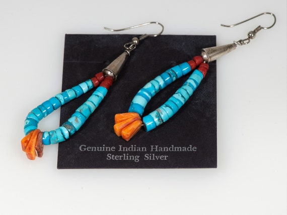 Very Rare Vintage Native American Navajo Turquoise Sterling Silver Jacla Earrings Very Rare Vintage Native American Navajo Turquoise Sterling Silver Jacla Earrings