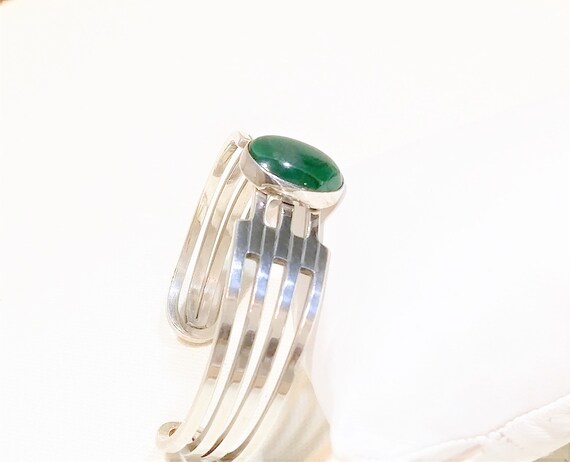 Vintage Native American Sterling Silver Malachite Cuff Etsy