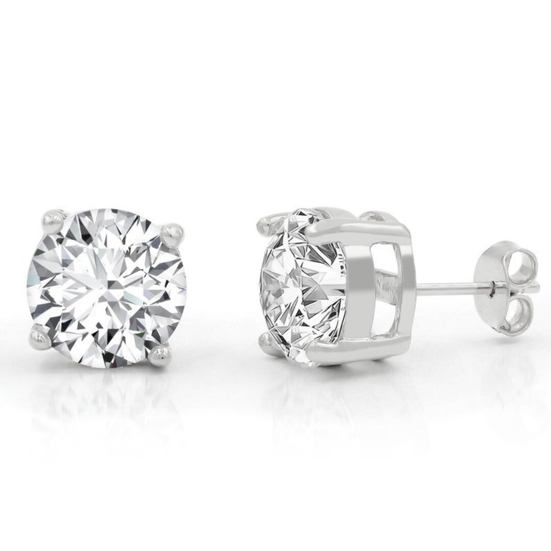 Rhodium Plated Cz Geometric Stud Earring For Women