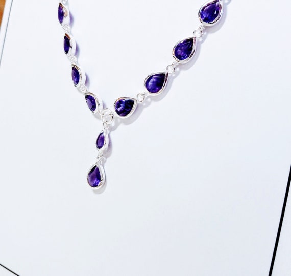 Sterling Silver Multiple Genuine AAA Amethyst Nec… - image 4