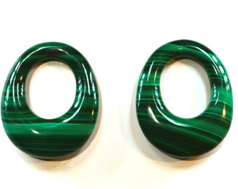 Arizona Banded Malachite Earring Drops, Natural Green Gemstone Polished 30mm x 24mm ,Jewelry Supplies