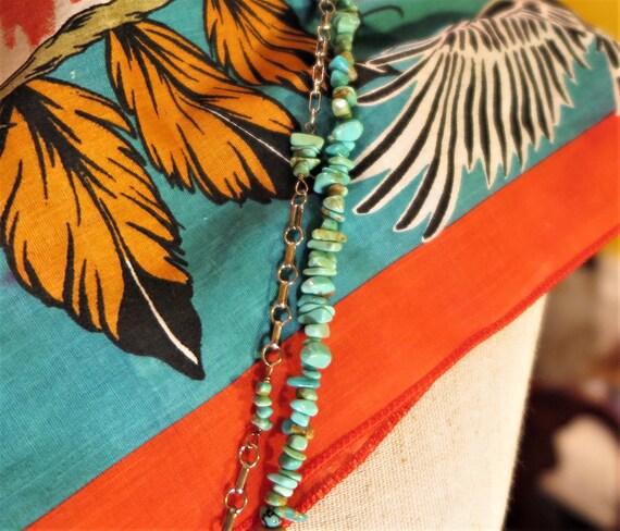 Kingman Turquoise Necklace, Western Double Strand… - image 6