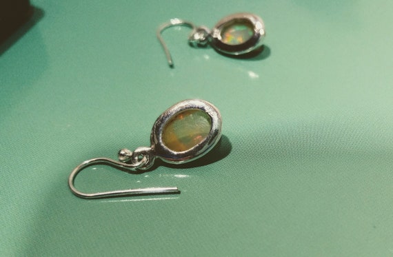 Handmade Silver Natural Opal Earrings, Australian… - image 6