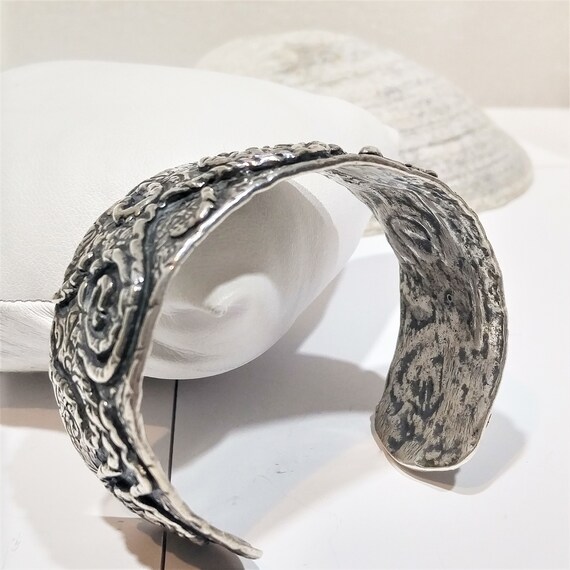Solid 925 Sterling Silver Rope Cuff Bracelet, Han… - image 2