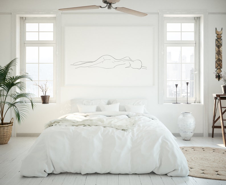 Sleep Scandi Wall Art Abstract Sleeping Woman Monochrome Etsy