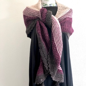 Cozy Oversized Big Winter Accessory Wool Wrap Pink Gradient Shawl Women\u2019s Hand Knitted Scarf