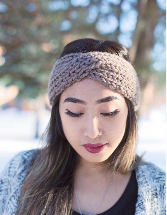 Twisted Headband Chunky knit. Women's hand knit turban | Etsy