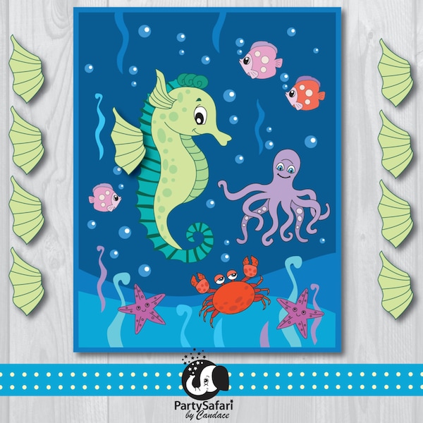 Seahorse Printable Pin The Fin on the Seahorse Game | Under the Sea Game | Ocean Theme Game | Instant Download |Party Safari By Candace