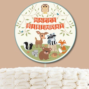 Woodland Animal Printable Cake Topper for Birthday Party | Forest Animals Birthday Cake Topper | INSTANT DOWNLOAD | Party Safari By Candace