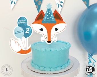 Red Fox Boy EDITABLE Birthday Cake Topper // Red Fox Cake Topper // Woodland Birthday Decorations // Printable Template // Instant Download