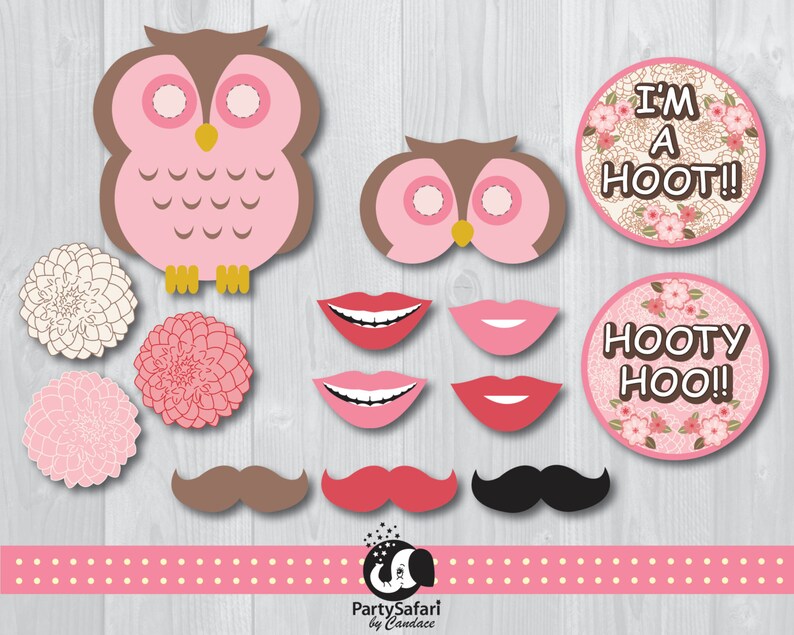 Woodland Owl Printable Photo Booth Props | Pink Owl Photo Booth Props ...