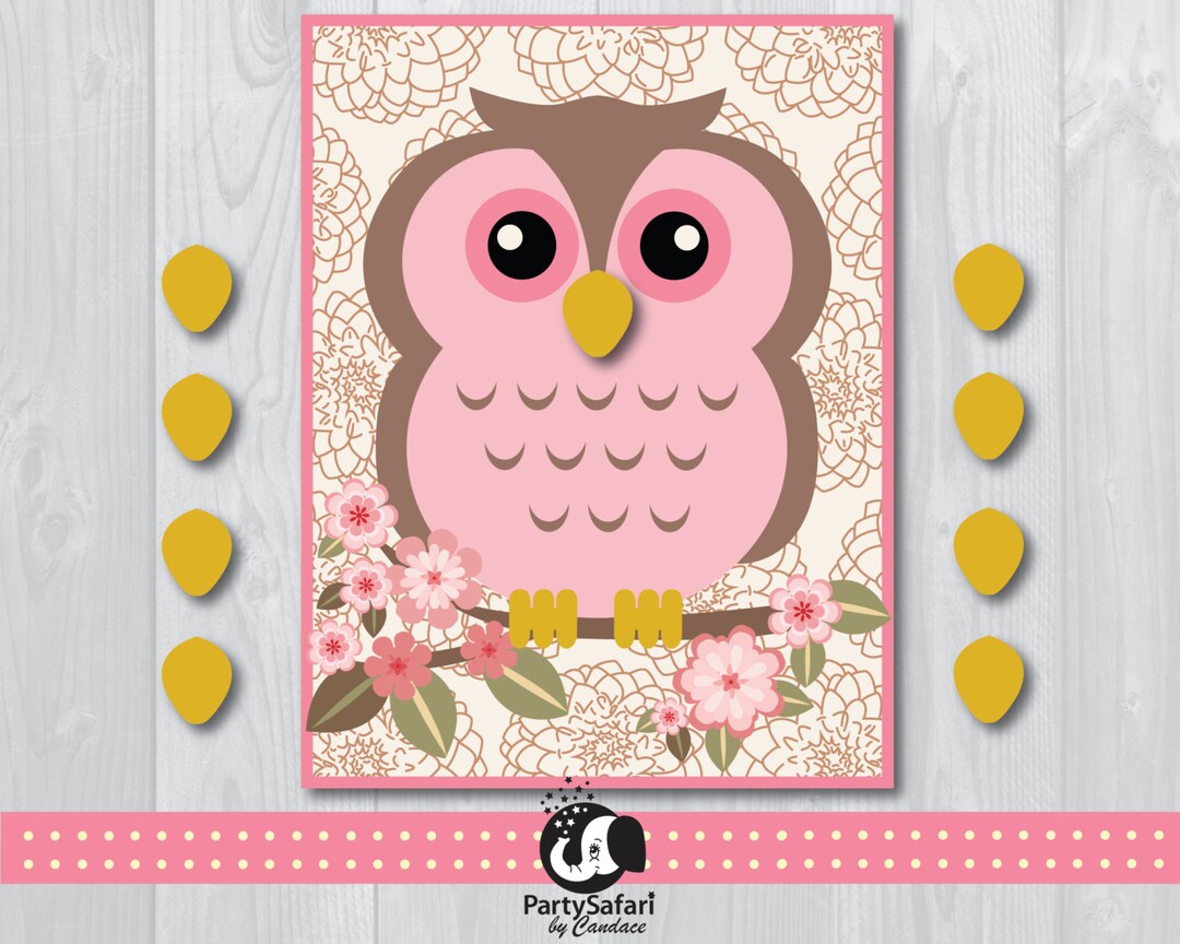 Woodland Owl Printable Pin the Nose on the Owl Game Pink Owl Pin the Nose on the Owl Game Instant Download Party Safari by Candace Etsy